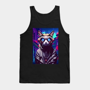 Techno Cat In Japan Neon City Tank Top